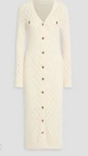 Load image into Gallery viewer, Zimmermann - Pointelle Knit Midi Dress w Gold Button  - Ivory - 1 - RRP$995
