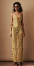 Load image into Gallery viewer, Aurela Hoxha - Honey Bloom Cherry Crystal Corset Beaded Dress - Honey - M - RRP$2190
