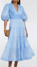 Load image into Gallery viewer, Zimmermann - Jacaranda Pleated V-neck Midi Dress - Blue - 1
