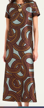 Load image into Gallery viewer, La Double J -Montecarlo Swing Midi Dress - Burgundy/Blue - M - RRP $1590
