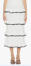 Load image into Gallery viewer, Zimmermann - Halliday Scallop Frill Midi Skirt - White w Black Trim  - 2 - NWT - RRP$750
