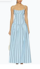 Load image into Gallery viewer, Shona Joy - Saxon Panelled Bustier Bather Stripe Maxi Dress - Blue - 6

