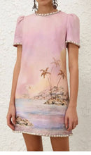 Load image into Gallery viewer, Zimmermann - Dawning Embellished Mini Dress - Lilac Seascape - 3(12-14)
